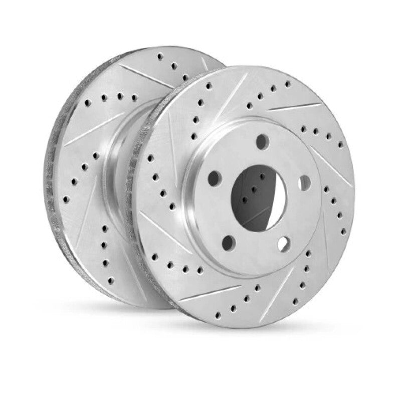 R1 24-25 Toyota Tacoma Front Left Drilled & Slotted Silver Brake Rotor-Brake Rotors - Slot & Drilled-Grocery Getter Performance