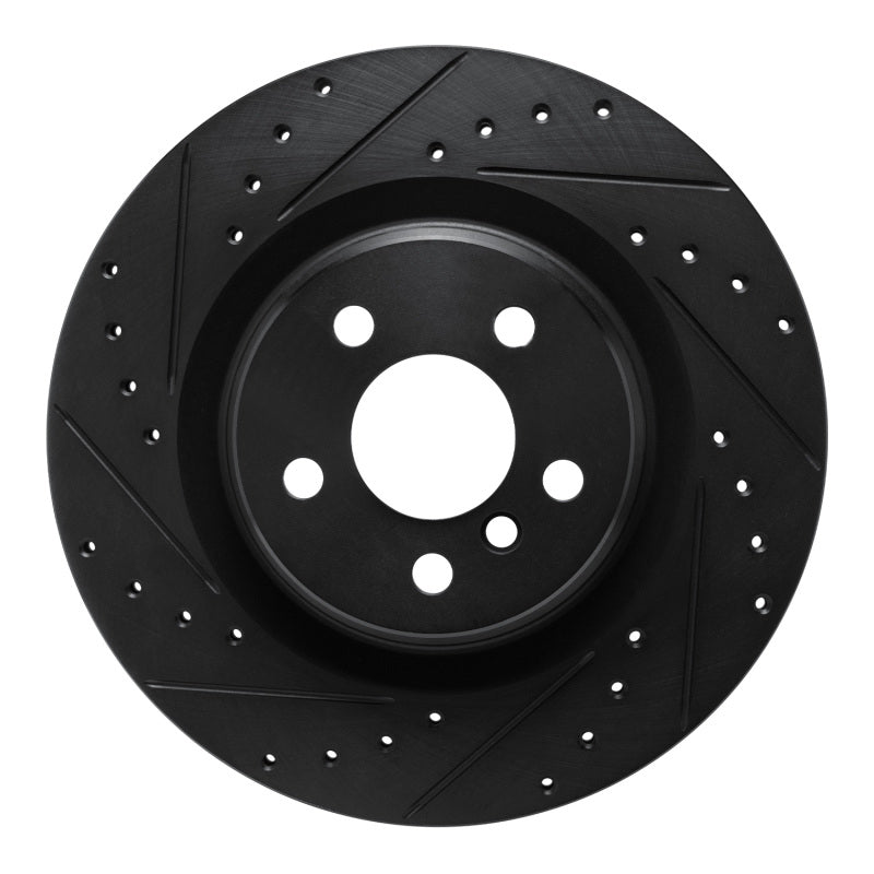 R1 -24 BMW M235I xDrive Gran Coupe Rear Left Drilled & Slotted Black Brake Rotor-Brake Rotors - Slot & Drilled-Grocery Getter Performance