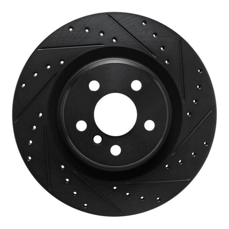 R1 -24 BMW X2 Rear Right Drilled & Slotted Black Brake Rotor-Brake Rotors - Slot & Drilled-Grocery Getter Performance