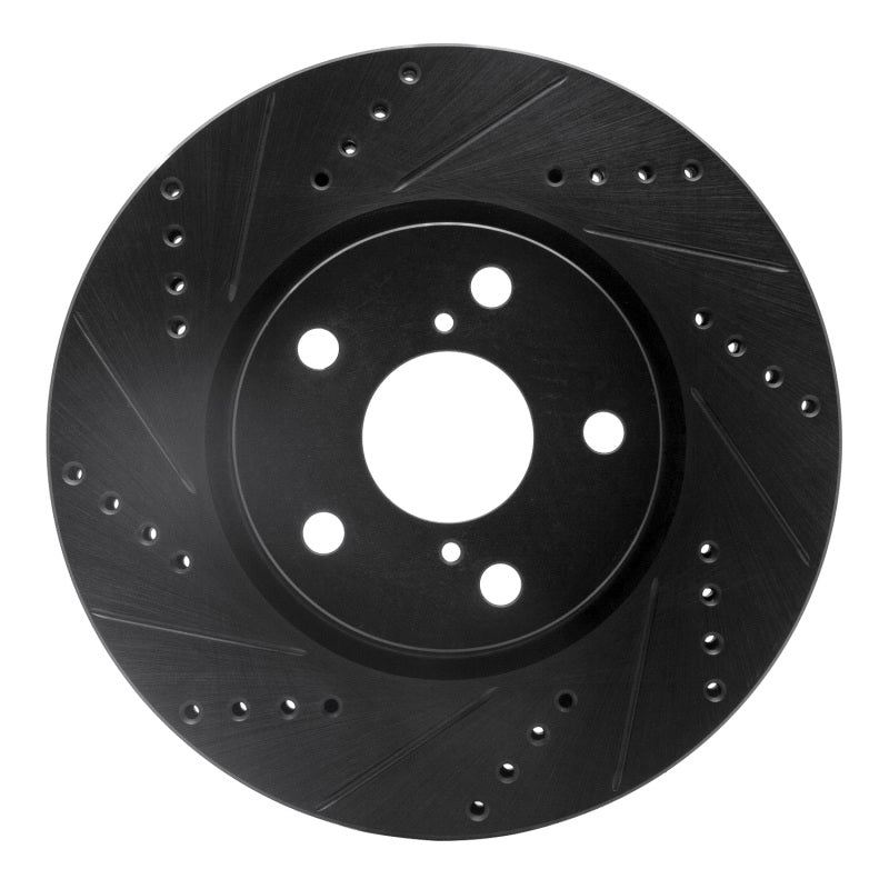 R1 -25 BMW 228I xDrive Gran Coupe Right Front Drilled & Slotted Black Brake Rotor-Brake Rotors - Slot & Drilled-Grocery Getter Performance