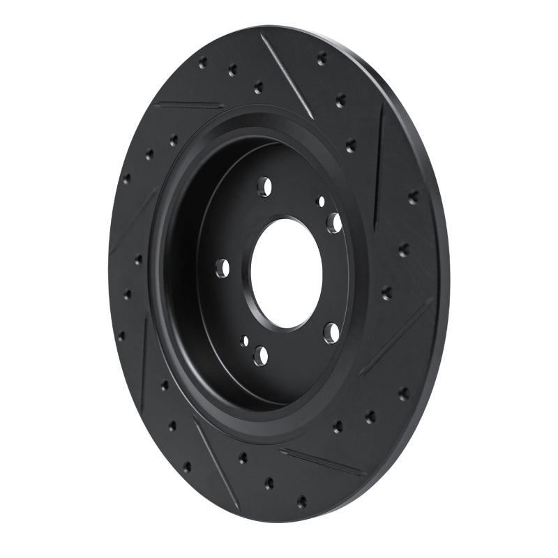 R1 -25 Hyundai Palisade Rear Left Drilled & Slotted Black Brake Rotor-Brake Rotors - Slot & Drilled-Grocery Getter Performance