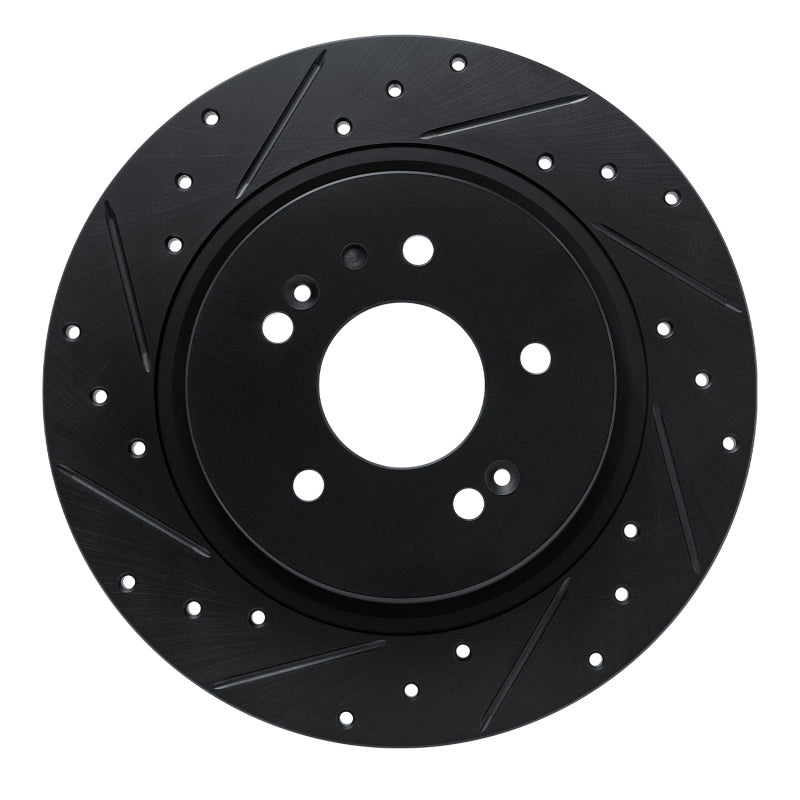 R1 -25 Hyundai Palisade Rear Left Drilled & Slotted Black Brake Rotor-Brake Rotors - Slot & Drilled-Grocery Getter Performance