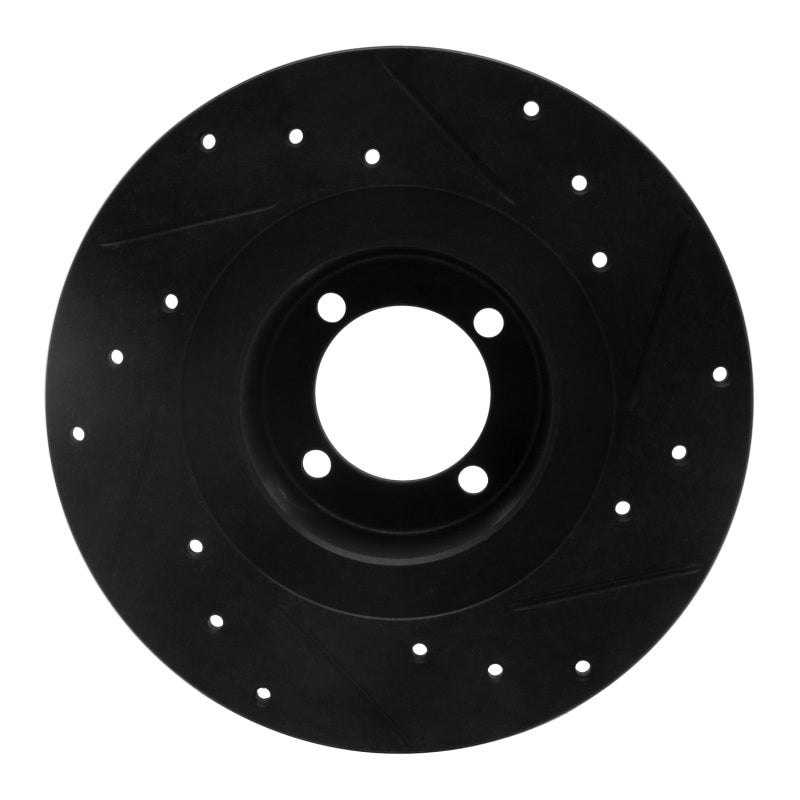 R1 67-76 BMW 1600 Front Left Drilled & Slotted Black Brake Rotor-Brake Rotors - Slot & Drilled-Grocery Getter Performance