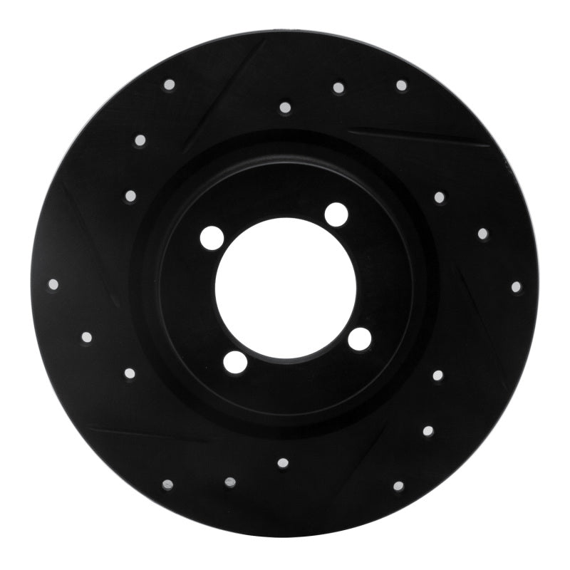 R1 67-76 BMW 1600 Front Left Drilled & Slotted Black Brake Rotor-Brake Rotors - Slot & Drilled-Grocery Getter Performance