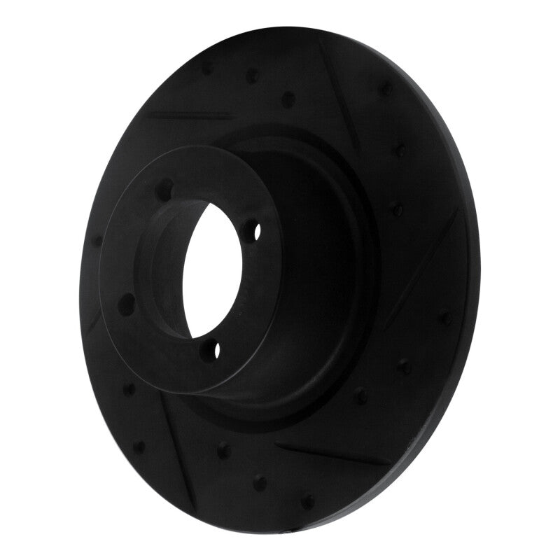 R1 67-76 BMW 1600 Front Right Drilled & Slotted Black Brake Rotor-Brake Rotors - Slot & Drilled-Grocery Getter Performance