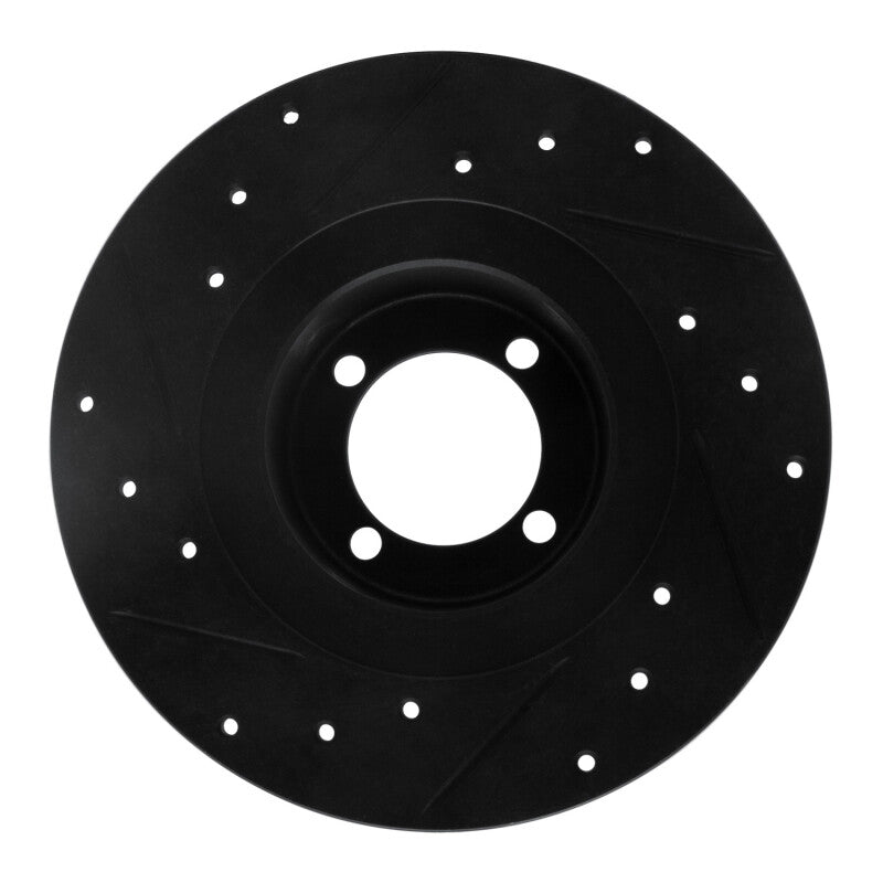 R1 67-76 BMW 1600 Front Right Drilled & Slotted Black Brake Rotor-Brake Rotors - Slot & Drilled-Grocery Getter Performance