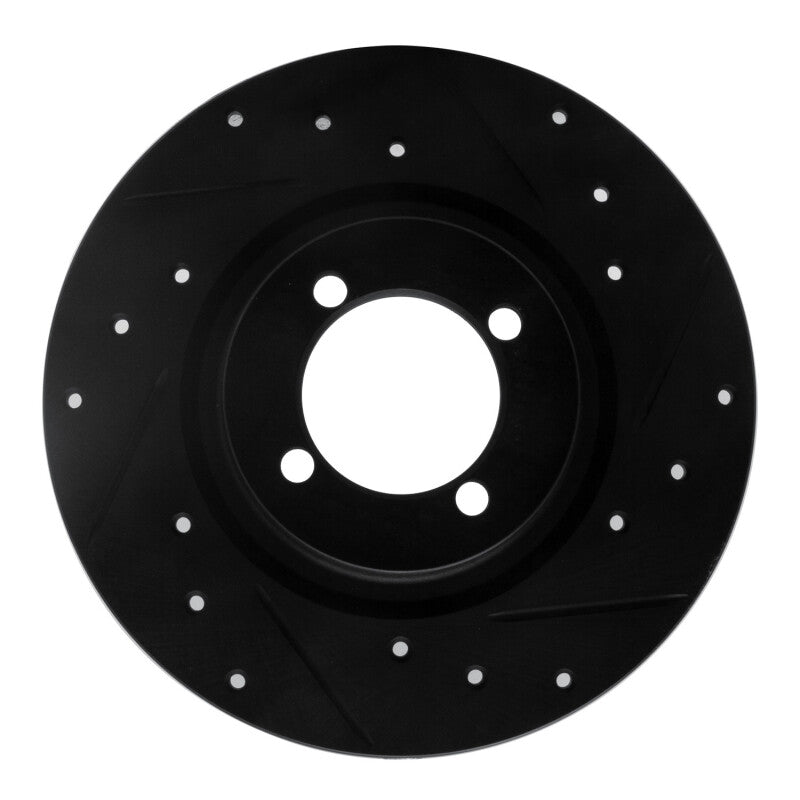 R1 67-76 BMW 1600 Front Right Drilled & Slotted Black Brake Rotor-Brake Rotors - Slot & Drilled-Grocery Getter Performance