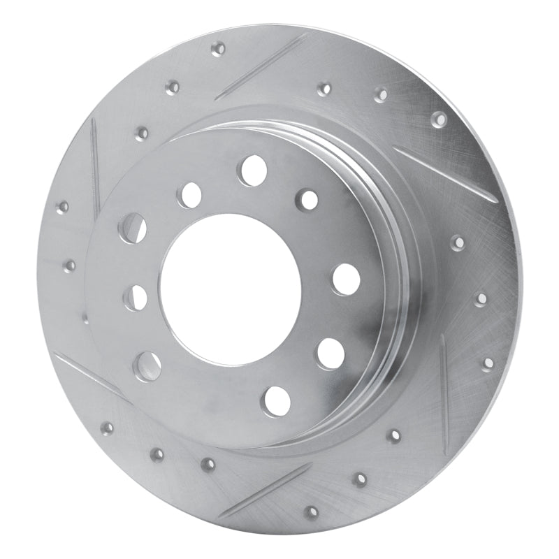 R1 69-81 BMW 2800 Rear Left Drilled & Slotted Silver Brake Rotor-Brake Rotors - Slot & Drilled-Grocery Getter Performance