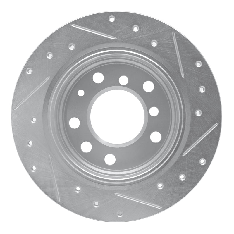 R1 69-81 BMW 2800 Rear Left Drilled & Slotted Silver Brake Rotor-Brake Rotors - Slot & Drilled-Grocery Getter Performance