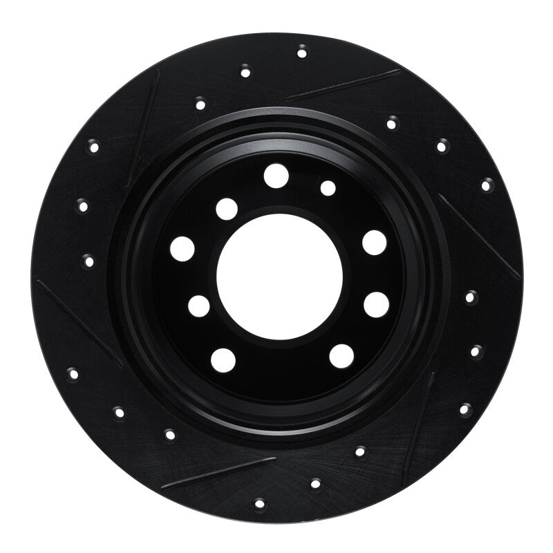 R1 69-81 BMW BAVARIA Rear Right Drilled & Slotted Black Brake Rotor-Brake Rotors - Slot & Drilled-Grocery Getter Performance