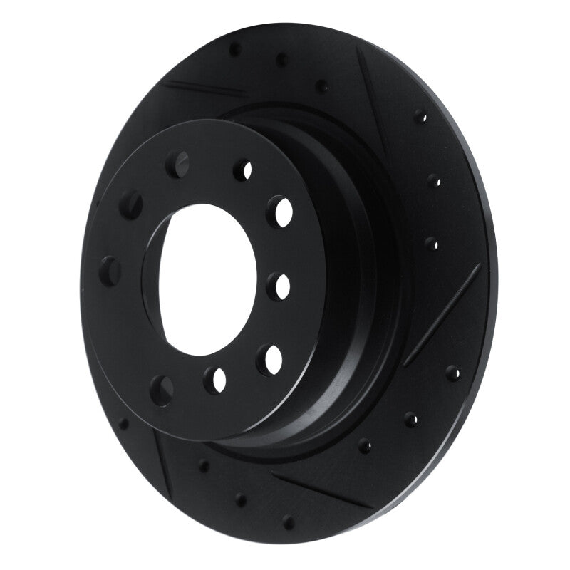 R1 69-81 BMW BAVARIA Rear Right Drilled & Slotted Black Brake Rotor-Brake Rotors - Slot & Drilled-Grocery Getter Performance