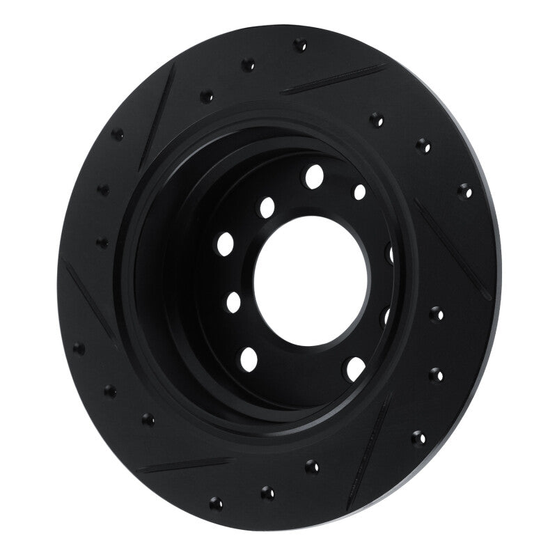 R1 69-81 BMW BAVARIA Rear Right Drilled & Slotted Black Brake Rotor-Brake Rotors - Slot & Drilled-Grocery Getter Performance