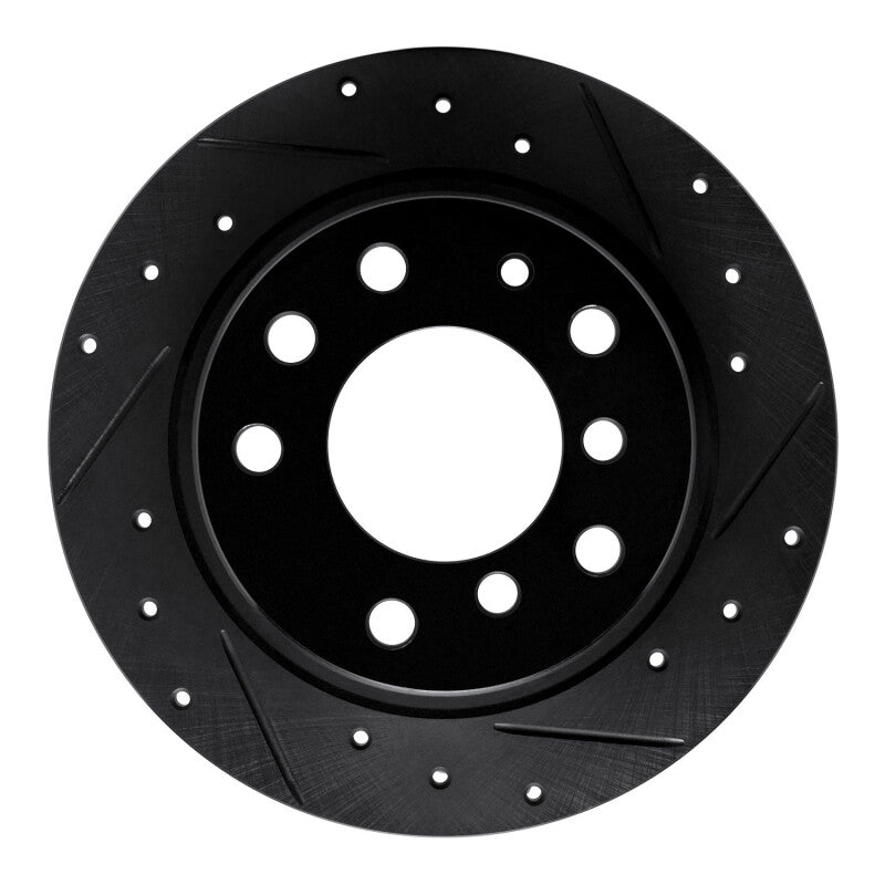 R1 69-81 BMW BAVARIA Rear Right Drilled & Slotted Black Brake Rotor-Brake Rotors - Slot & Drilled-Grocery Getter Performance
