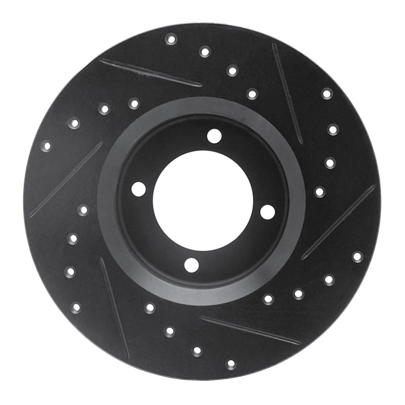 R1 72-82 Toyota CORONA Front Left Drilled & Slotted Black Brake Rotor-Brake Rotors - Slot & Drilled-Grocery Getter Performance