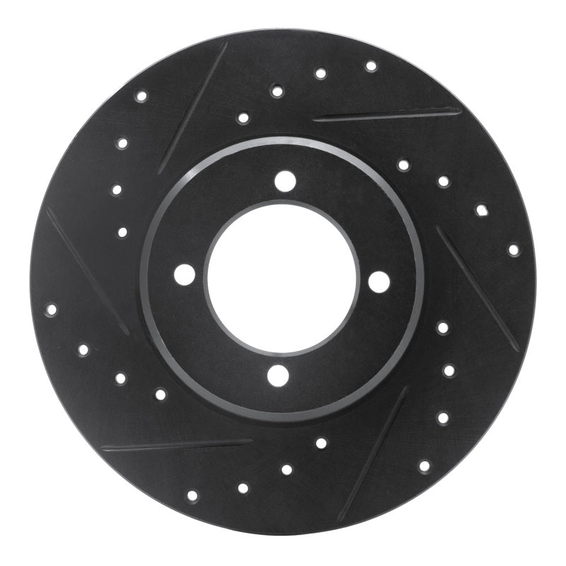 R1 72-82 Toyota CORONA Front Left Drilled & Slotted Black Brake Rotor-Brake Rotors - Slot & Drilled-Grocery Getter Performance