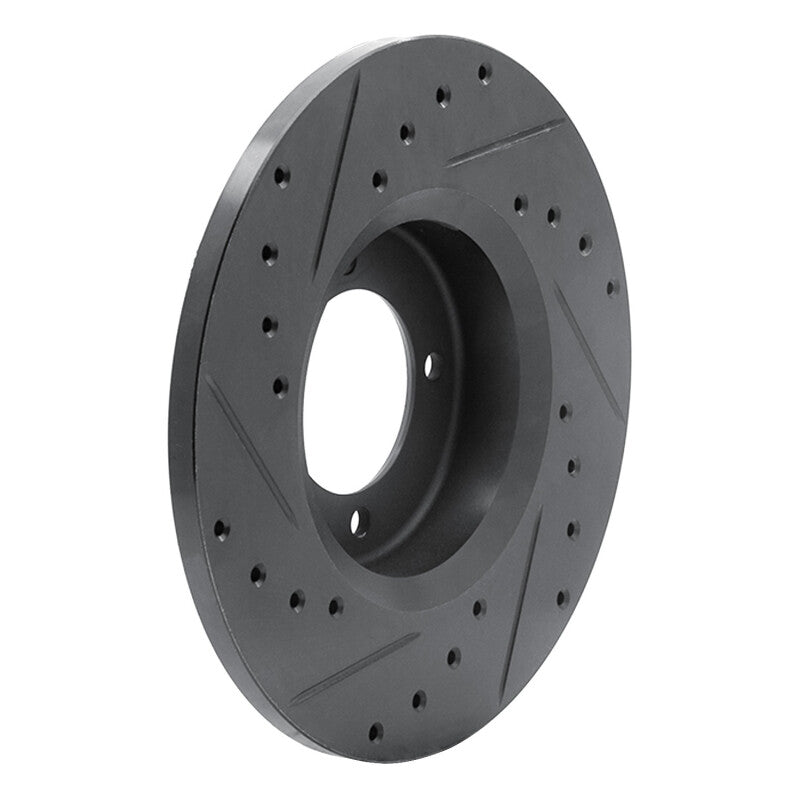 R1 72-82 Toyota CORONA Front Right Drilled & Slotted Black Brake Rotor-Brake Rotors - Slot & Drilled-Grocery Getter Performance
