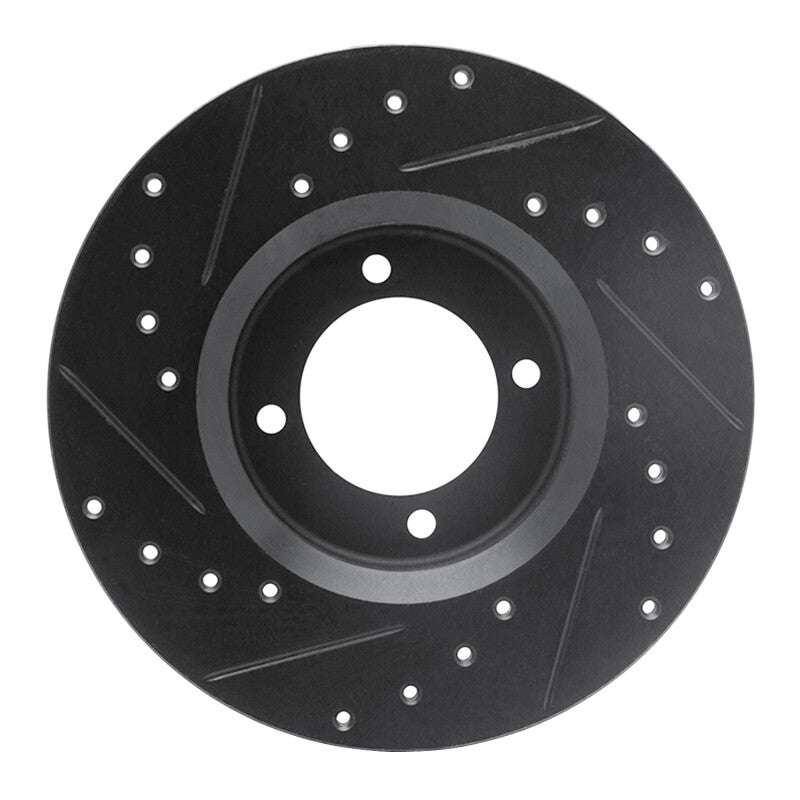 R1 72-82 Toyota CORONA Front Right Drilled & Slotted Black Brake Rotor-Brake Rotors - Slot & Drilled-Grocery Getter Performance