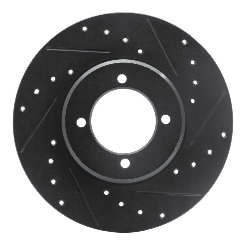 R1 72-82 Toyota CORONA Front Right Drilled & Slotted Black Brake Rotor-Brake Rotors - Slot & Drilled-Grocery Getter Performance