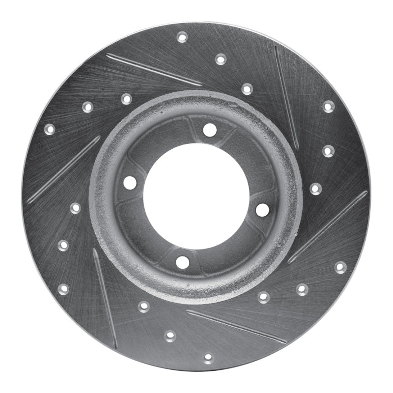 R1 74-84 Ford COURIER (USA/Canada) Front Left Drilled & Slotted Silver Brake Rotor-Brake Rotors - Slot & Drilled-Grocery Getter Performance