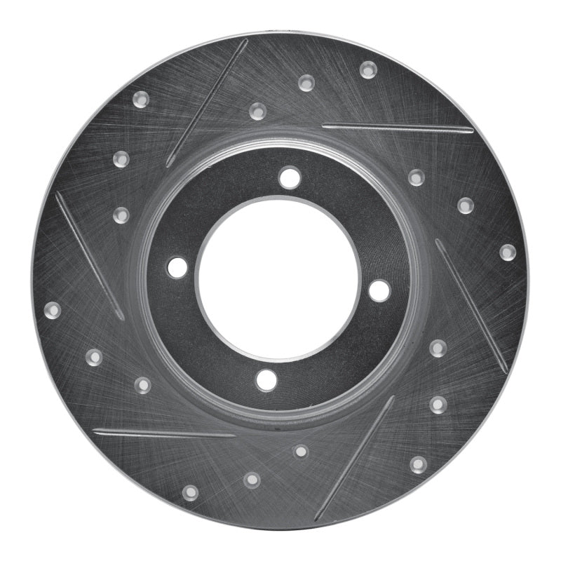 R1 74-84 Ford COURIER (USA/Canada) Front Left Drilled & Slotted Silver Brake Rotor-Brake Rotors - Slot & Drilled-Grocery Getter Performance