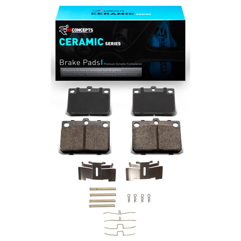 R1 74-87 Dodge Colt Front Ceramic Pads & Hardware Kit-Brake Pads - OE-Grocery Getter Performance