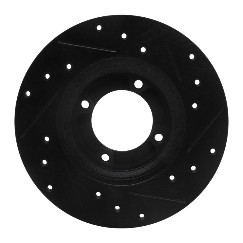 R1 75-79 Toyota Corolla (US/Canada) Front Left Drilled & Slotted Black Brake Rotor-Brake Rotors - Slot & Drilled-Grocery Getter Performance