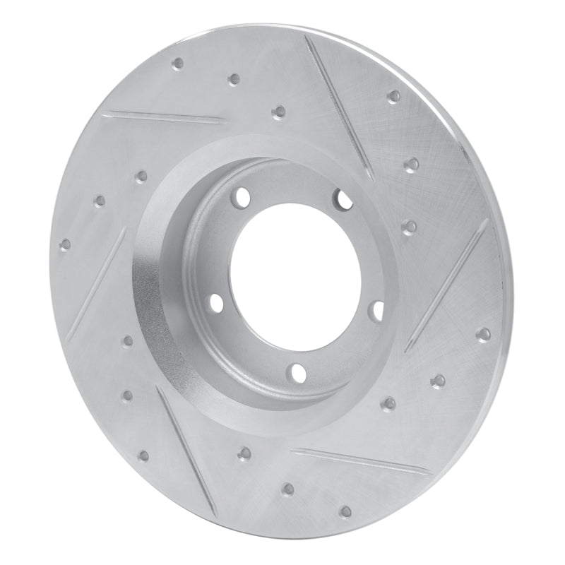 R1 75-83 Toyota Pickup Front Left Drilled & Slotted Silver Brake Rotor-Brake Rotors - Slot & Drilled-Grocery Getter Performance