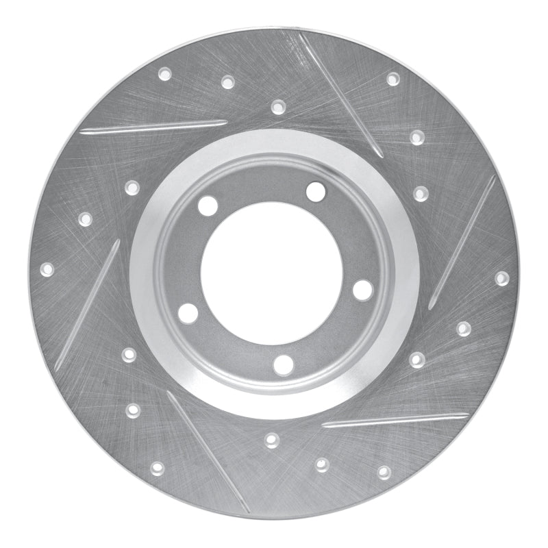 R1 75-83 Toyota Pickup Front Left Drilled & Slotted Silver Brake Rotor-Brake Rotors - Slot & Drilled-Grocery Getter Performance