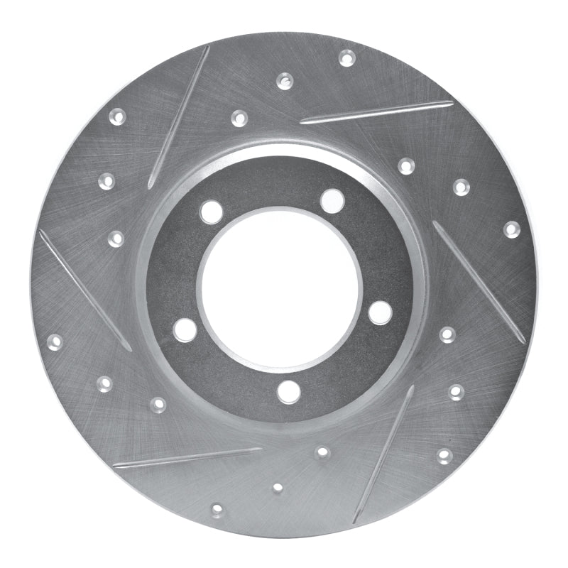 R1 75-83 Toyota Pickup Front Left Drilled & Slotted Silver Brake Rotor-Brake Rotors - Slot & Drilled-Grocery Getter Performance