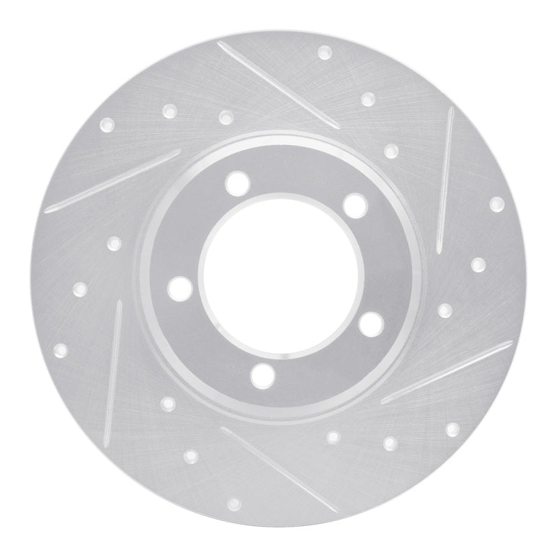R1 75-83 Toyota Pickup Front Right Drilled & Slotted Silver Brake Rotor-Brake Rotors - Slot & Drilled-Grocery Getter Performance