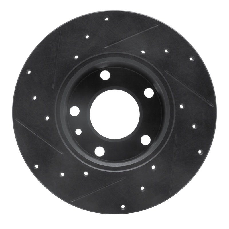 R1 76-76 BMW 530I Front Right Drilled & Slotted Black Brake Rotor-Brake Rotors - Slot & Drilled-Grocery Getter Performance