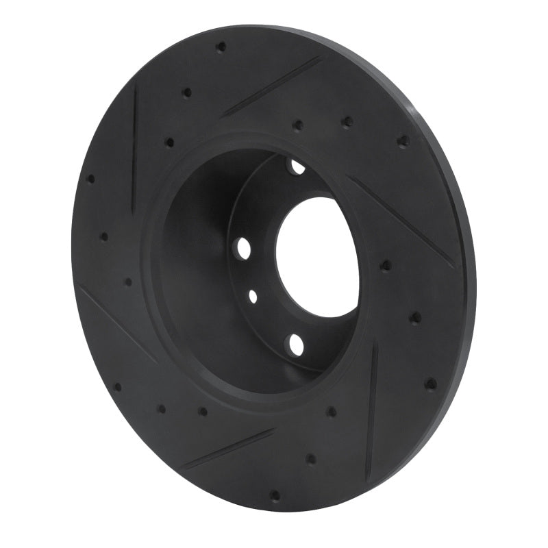 R1 76-76 BMW 530I Front Right Drilled & Slotted Black Brake Rotor-Brake Rotors - Slot & Drilled-Grocery Getter Performance