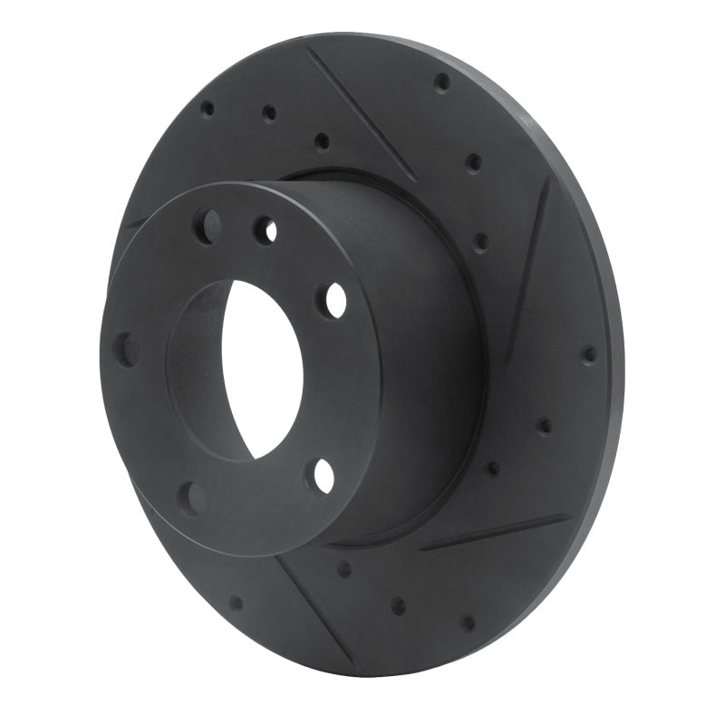 R1 76-76 BMW 530I Front Right Drilled & Slotted Black Brake Rotor-Brake Rotors - Slot & Drilled-Grocery Getter Performance