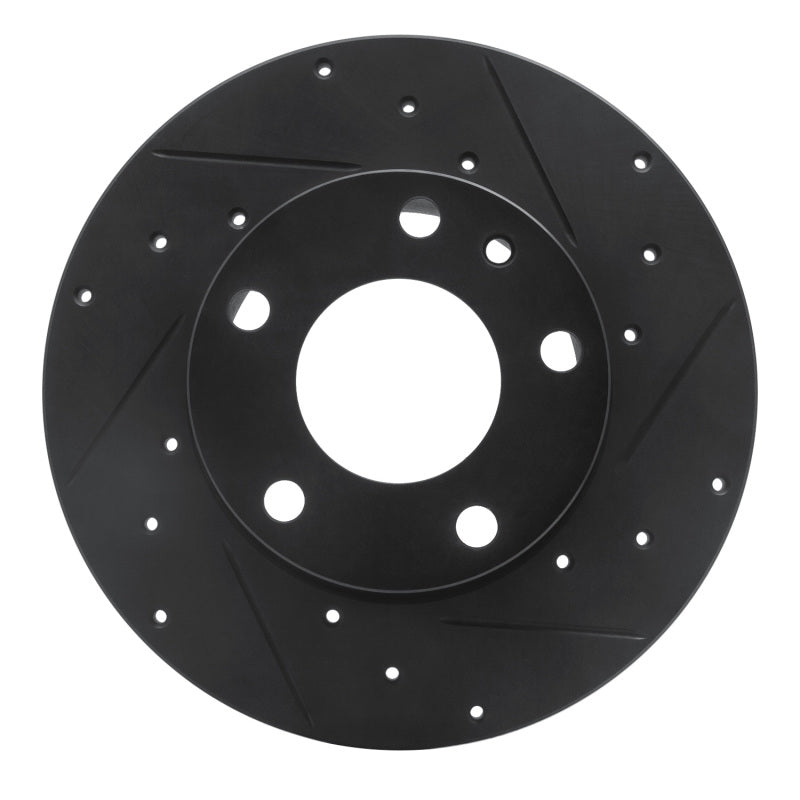 R1 76-76 BMW 530I Front Right Drilled & Slotted Black Brake Rotor-Brake Rotors - Slot & Drilled-Grocery Getter Performance