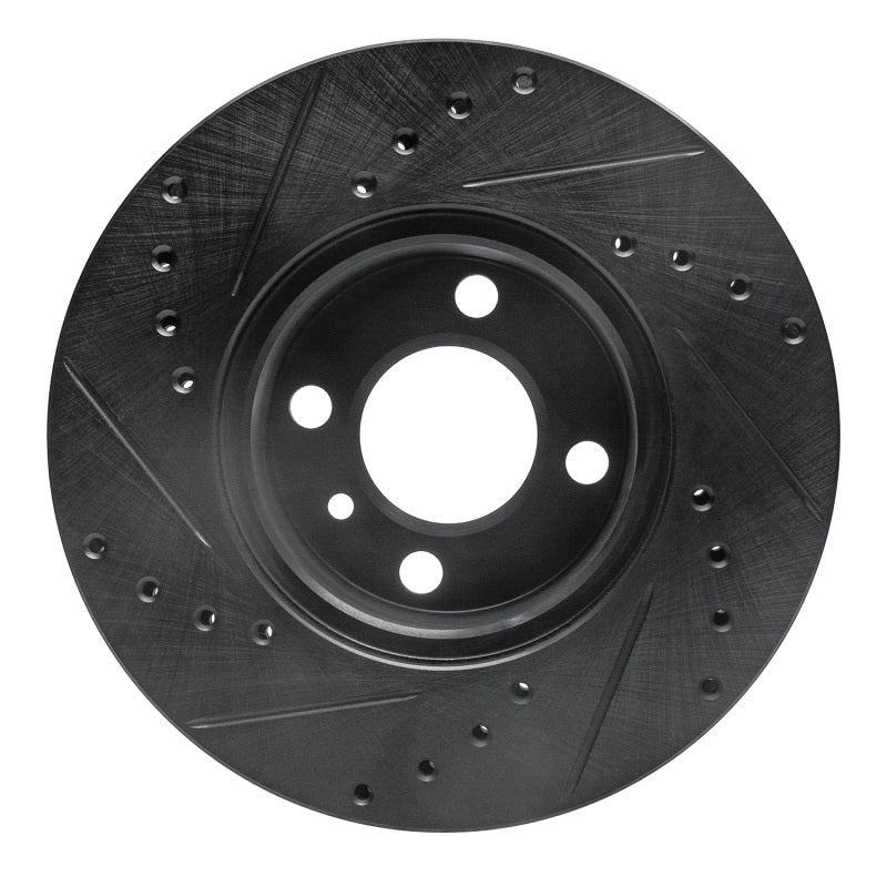 R1 76-77 BMW 320I (USA/Canada) Front Right Drilled & Slotted Black Brake Rotor-Brake Rotors - Slot & Drilled-Grocery Getter Performance