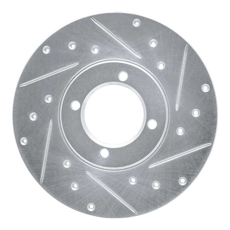 R1 76-81 Toyota Celica Front Right Drilled & Slotted Silver Brake Rotor-Brake Rotors - Slot & Drilled-Grocery Getter Performance