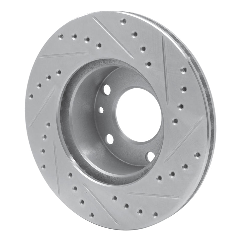 R1 76-82 BMW 528I Front Left Drilled & Slotted Silver Brake Rotor-Brake Rotors - Slot & Drilled-Grocery Getter Performance