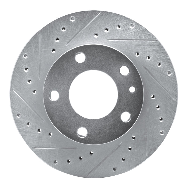 R1 76-82 BMW 528I Front Left Drilled & Slotted Silver Brake Rotor-Brake Rotors - Slot & Drilled-Grocery Getter Performance