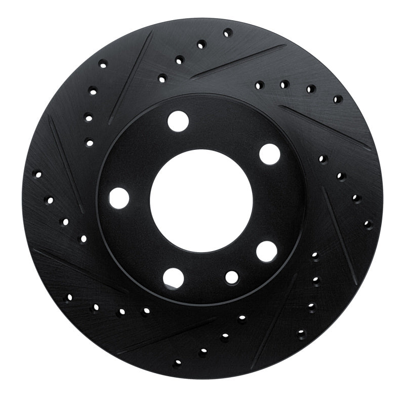R1 76-82 BMW 530I Front Left Drilled & Slotted Black Brake Rotor-Brake Rotors - Slot & Drilled-Grocery Getter Performance