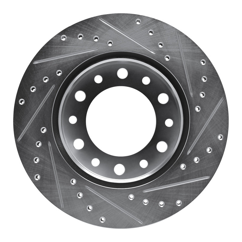 R1 76-89 Toyota Land Cruiser Front Left Drilled & Slotted Silver Brake Rotor-Brake Rotors - Slot & Drilled-Grocery Getter Performance