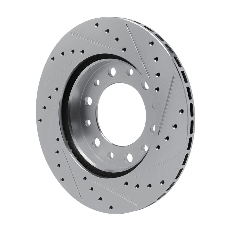 R1 76-89 Toyota Land Cruiser Front Left Drilled & Slotted Silver Brake Rotor-Brake Rotors - Slot & Drilled-Grocery Getter Performance
