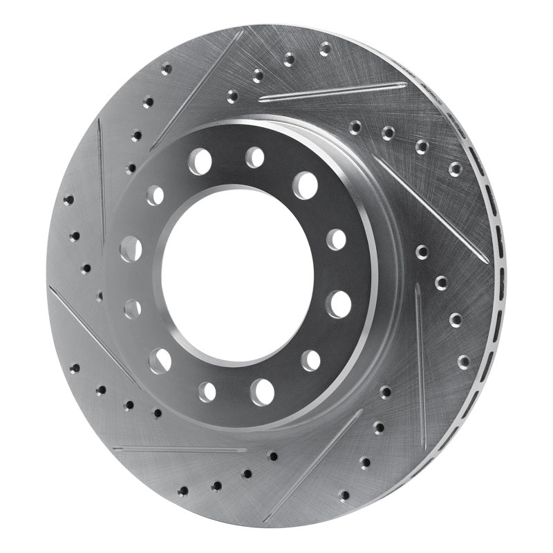 R1 76-89 Toyota Land Cruiser Front Left Drilled & Slotted Silver Brake Rotor-Brake Rotors - Slot & Drilled-Grocery Getter Performance