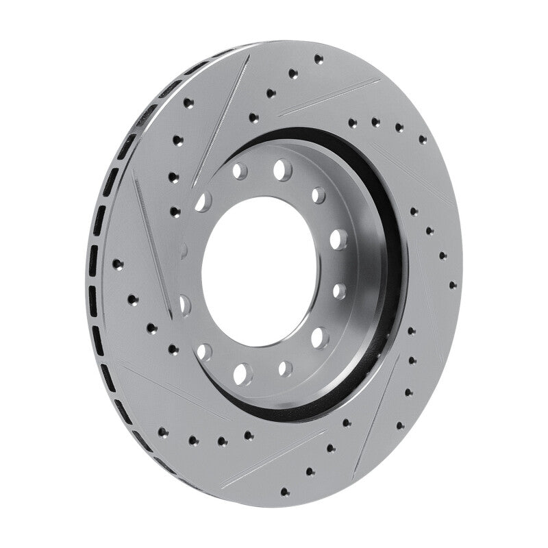 R1 76-89 Toyota Land Cruiser Front Right Drilled & Slotted Silver Brake Rotor-Brake Rotors - Slot & Drilled-Grocery Getter Performance