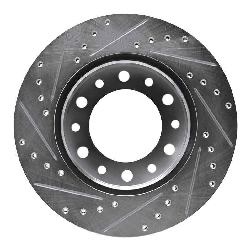 R1 76-89 Toyota Land Cruiser Front Right Drilled & Slotted Silver Brake Rotor-Brake Rotors - Slot & Drilled-Grocery Getter Performance