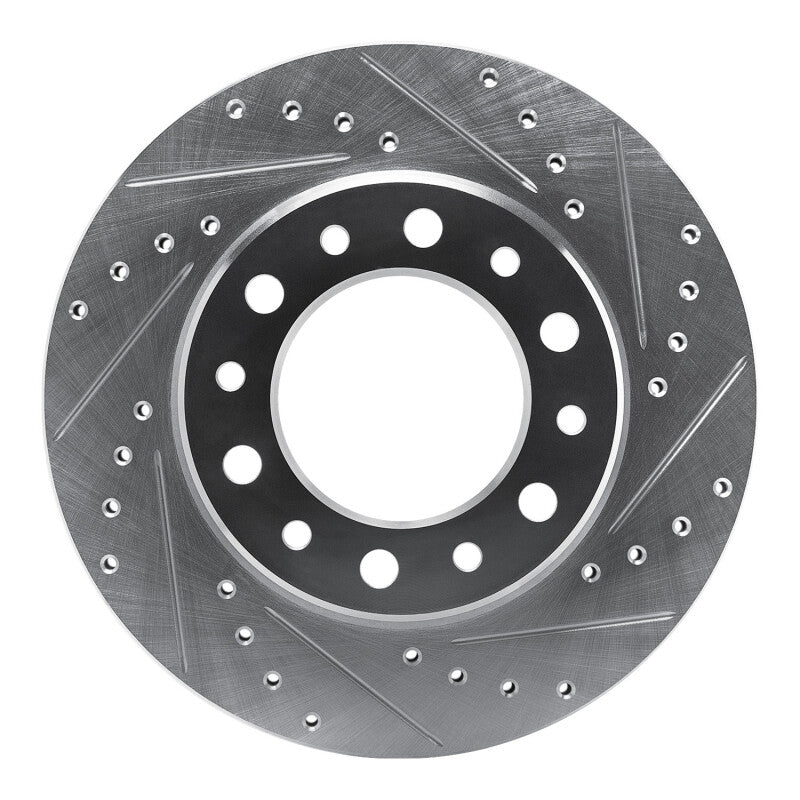 R1 76-89 Toyota Land Cruiser Front Right Drilled & Slotted Silver Brake Rotor-Brake Rotors - Slot & Drilled-Grocery Getter Performance