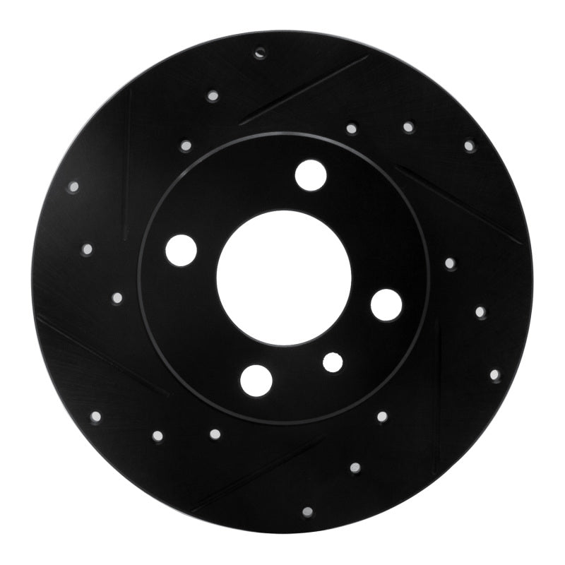 R1 77-83 BMW 320I (USA/Canada) Front Left Drilled & Slotted Black Brake Rotor-Brake Rotors - Slot & Drilled-Grocery Getter Performance