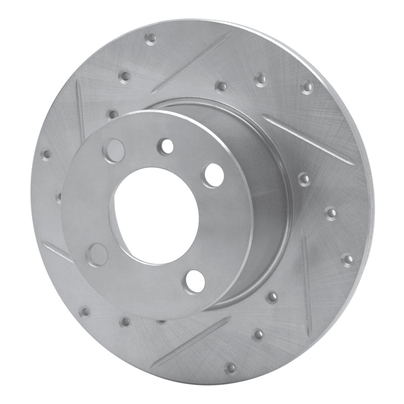 R1 77-83 BMW 320I (USA/Canada) Front Left Drilled & Slotted Silver Brake Rotor-Brake Rotors - Slot & Drilled-Grocery Getter Performance