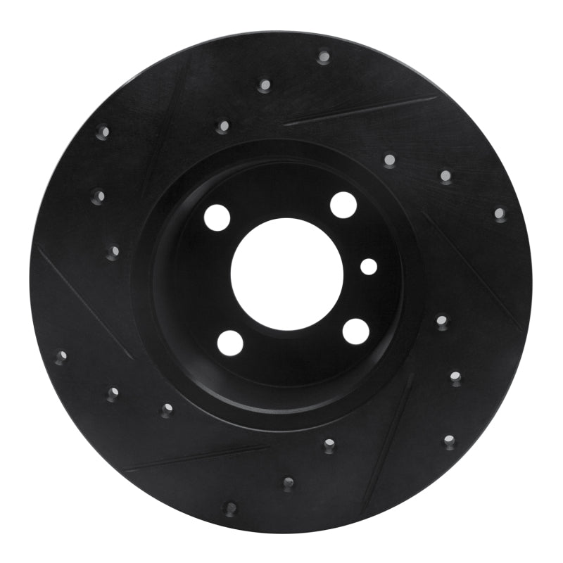 R1 77-83 BMW 320I (USA/Canada) Front Right Drilled & Slotted Black Brake Rotor-Brake Rotors - Slot & Drilled-Grocery Getter Performance