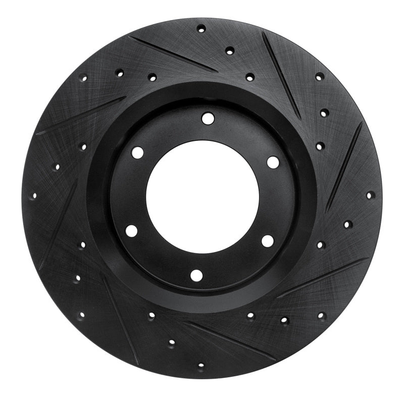 R1 79-80 Toyota Pickup Front Left Drilled & Slotted Black Brake Rotor-Brake Rotors - Slot & Drilled-Grocery Getter Performance