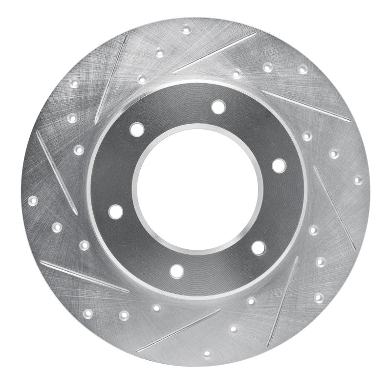 R1 79-80 Toyota Pickup Front Left Drilled & Slotted Silver Brake Rotor-Brake Rotors - Slot & Drilled-Grocery Getter Performance